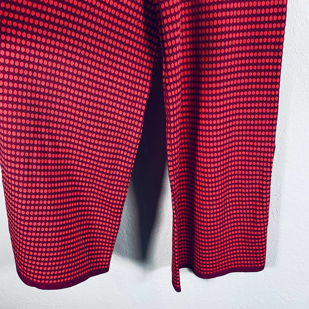 Zara Knit High Two Tone Print Flare Pants Red - Picture 5 of 13